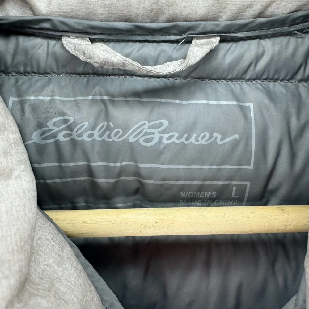Eddie Bauer EB650 Down Quilted Puffer Jacket Silver Women’s Large Packable EUC - Picture 2 of 7